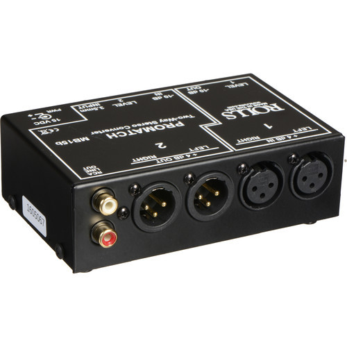 MB15B PROMATCH CONVERTS CONSUMER LEVEL STEREO RCA SIGNALS TO BALANCED XLR PROFESSIONAL LINE LEVEL & BACK